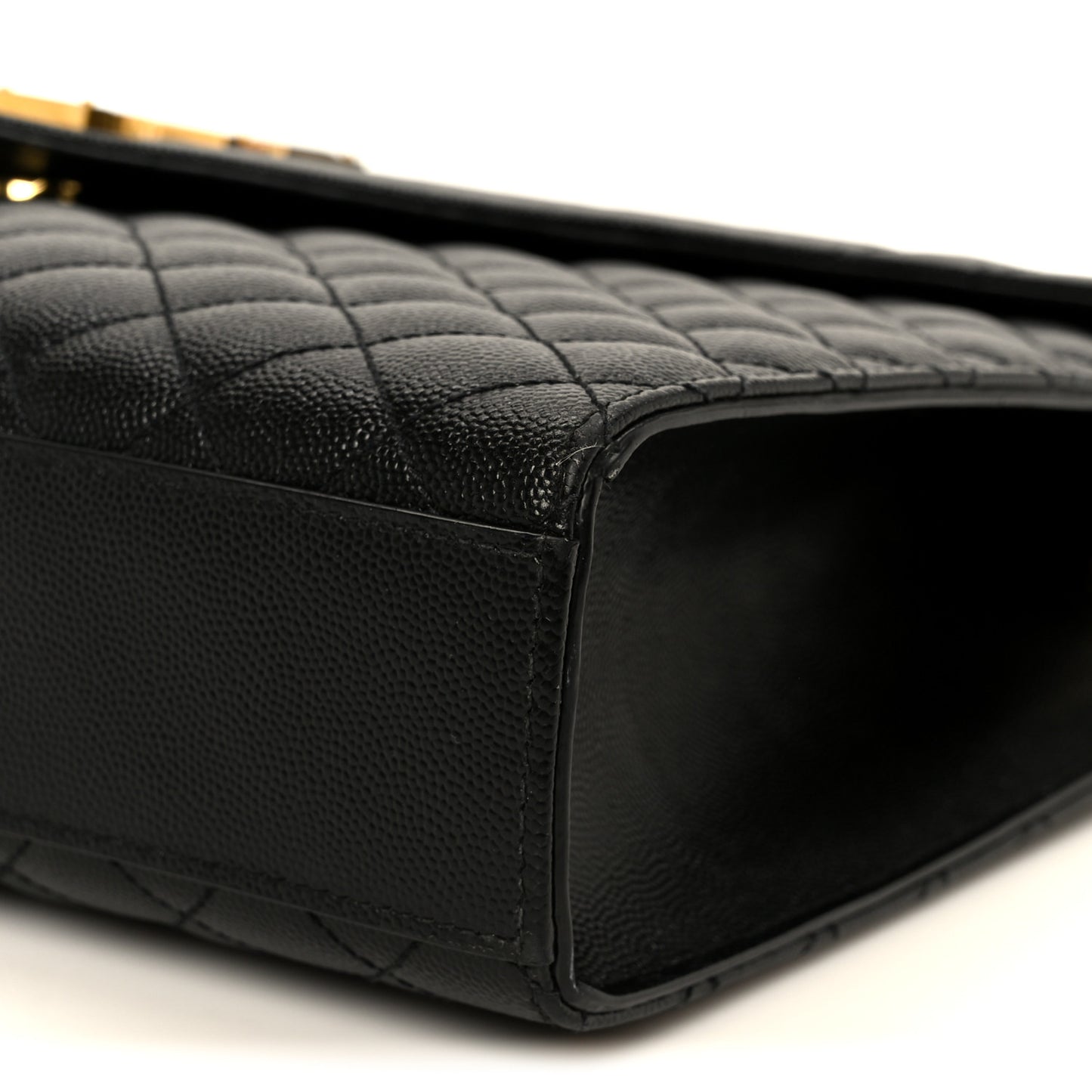 Grain De Poudre Textured Mixed Matelasse Large Triquilt Monogram Satchel Black