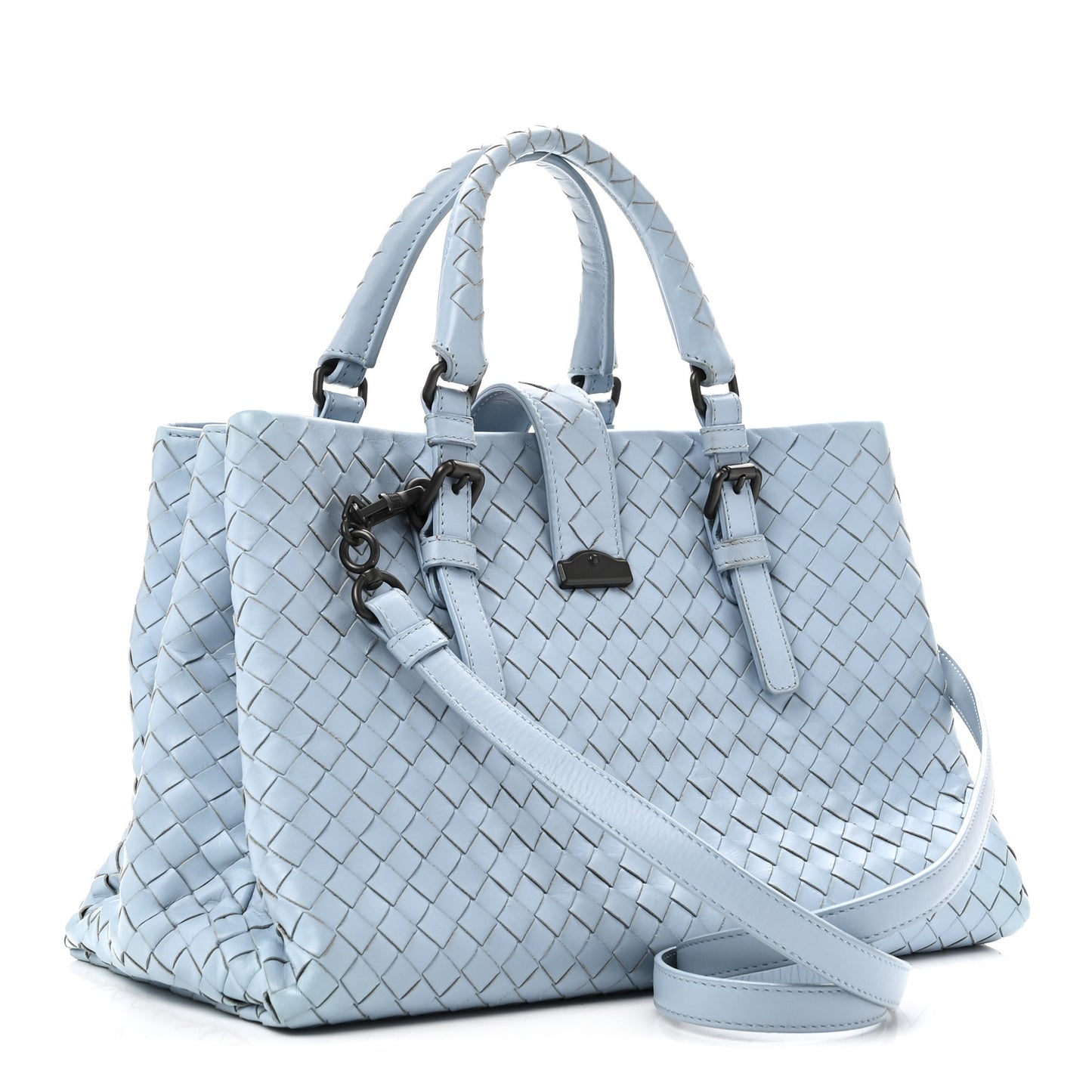 Nappa Intrecciato Small Roma Tote Topazio