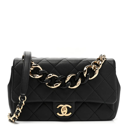 Chanel Lambskin Quilted Resin Bi-Color Chain Flap Bag Black 1 of 10