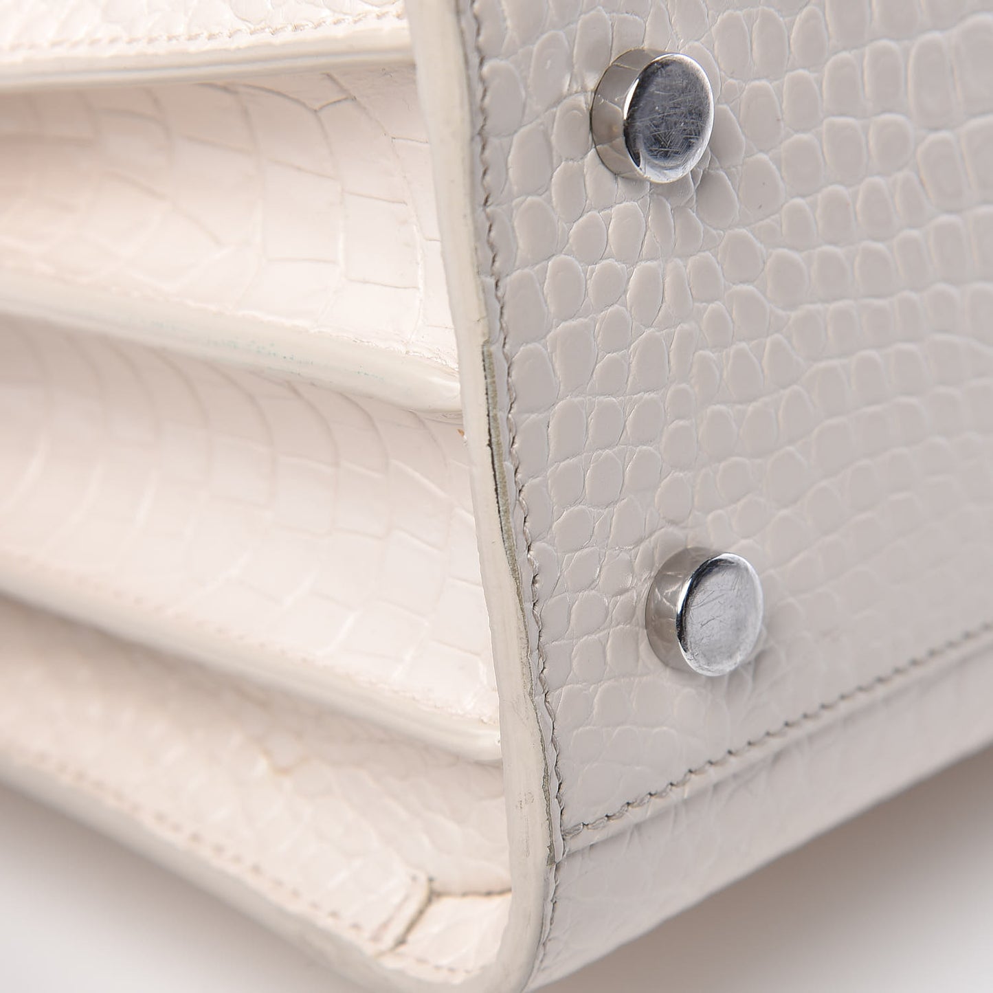 Calfskin Crocodile Embossed Baby Sac De Jour Gris Perle