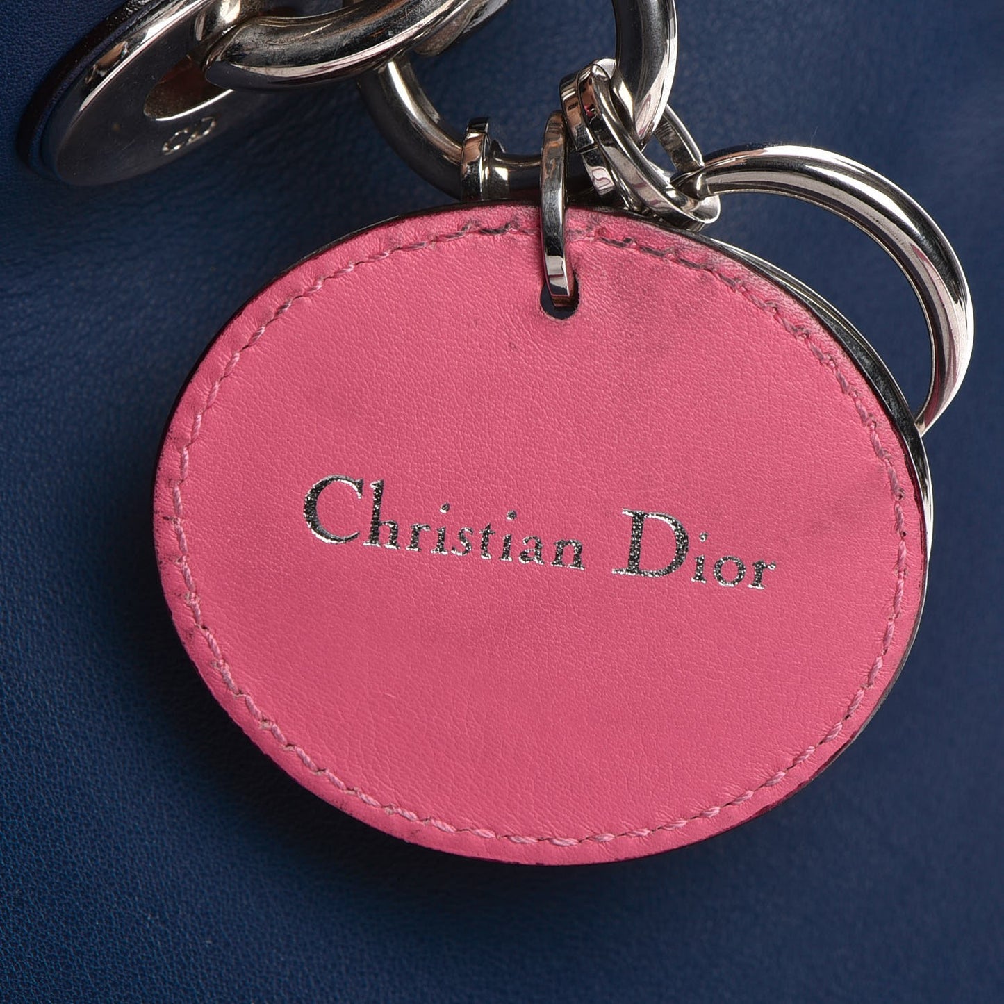 Smooth Calfskin Medium Tri-Color Diorissimo Bag Navy Pink