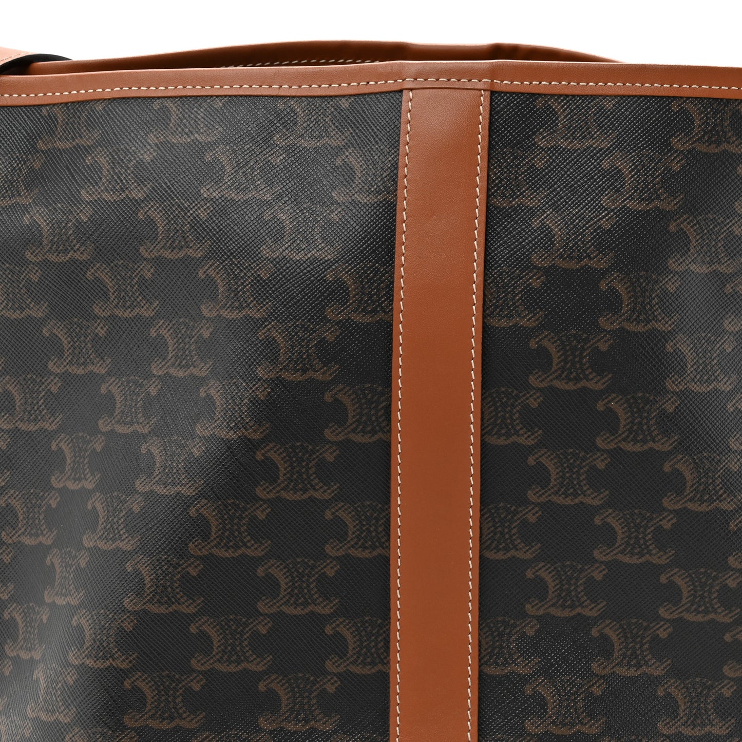 Triomphe Canvas Calfskin Medium Bucket Bag Tan