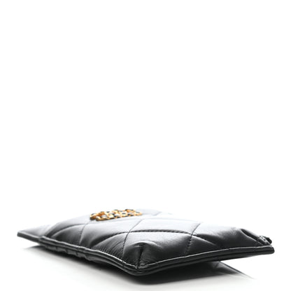Chanel Shiny Goatskin Quilted Chanel 19 Flat Wallet Pouch Black 4 of 7