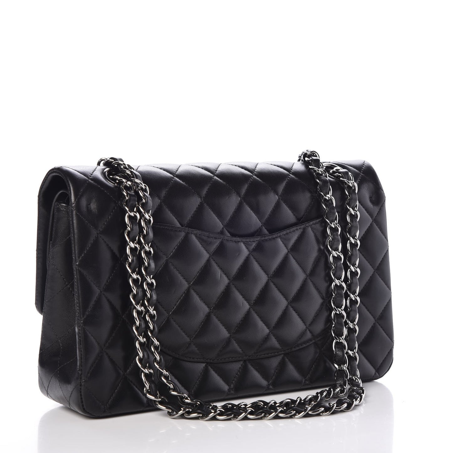 Lambskin Quilted Medium Double Flap Black