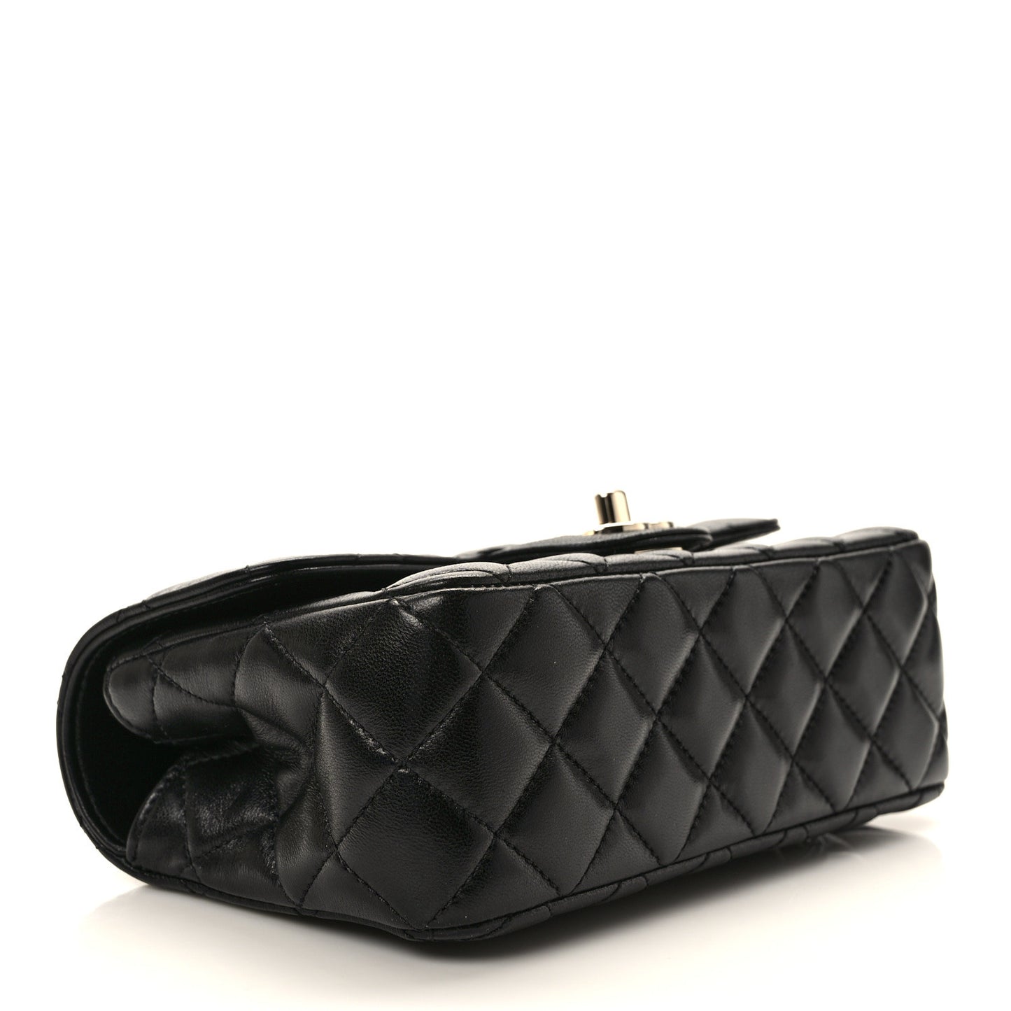 Lambskin Quilted Mini Crystal Top Handle Rectangular Flap Black