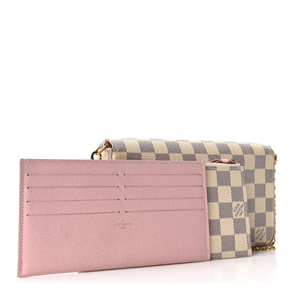 Louis Vuitton Damier Azur Pochette Felicie Chain Wallet Rose Ballerine 5 of 11