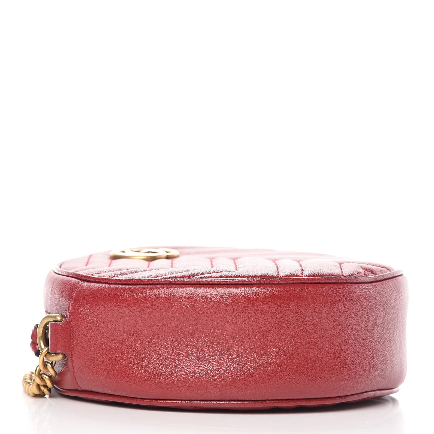 Glazed Calfskin Matelasse Heart Mini GG Marmont Round Shoulder Bag Romantic Cerise
