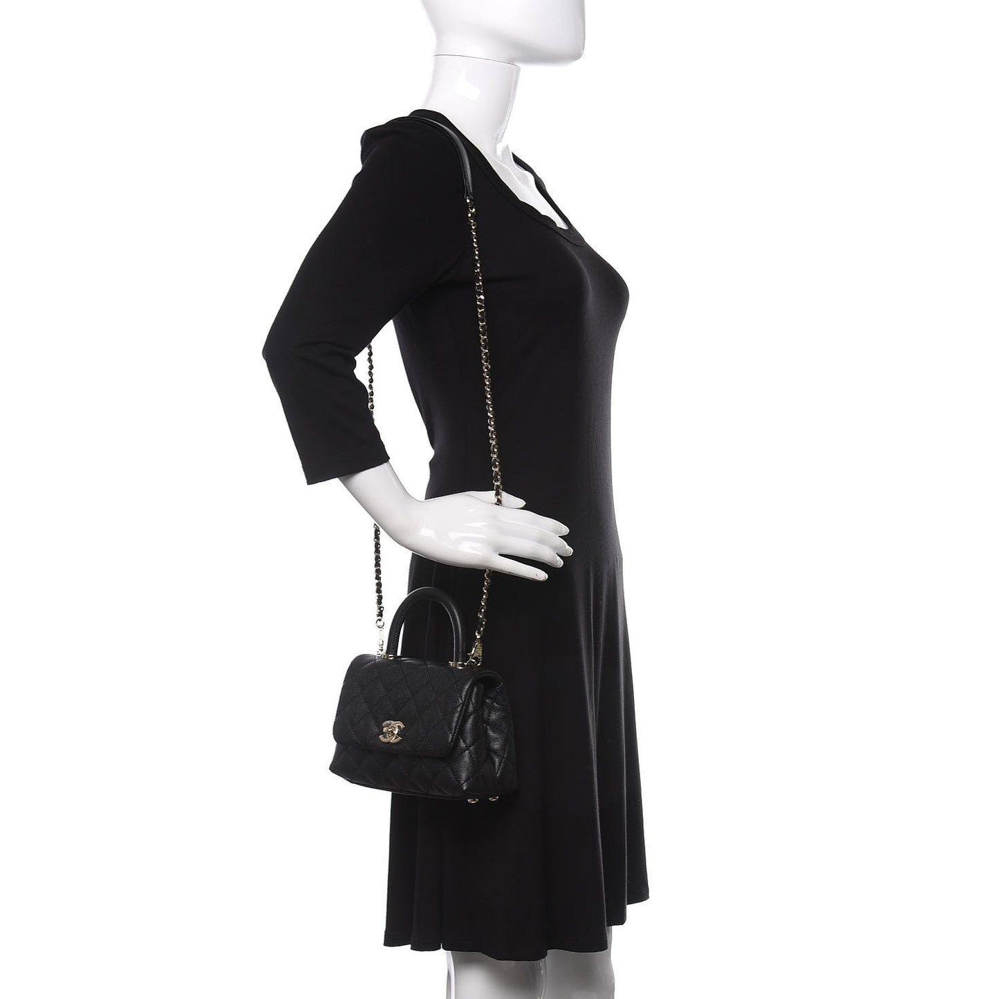 Caviar Quilted Extra Mini Coco Handle Flap Black