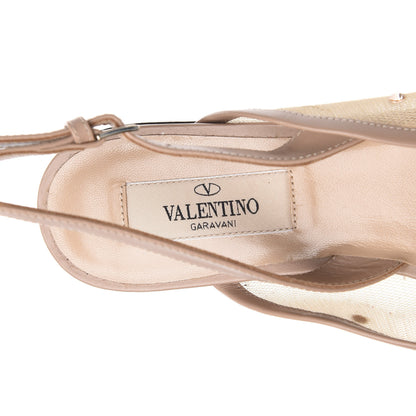 Valentino Garavani Mesh Crystal Cap Toe Slingback Flats 36.5 Nude 7 of 9