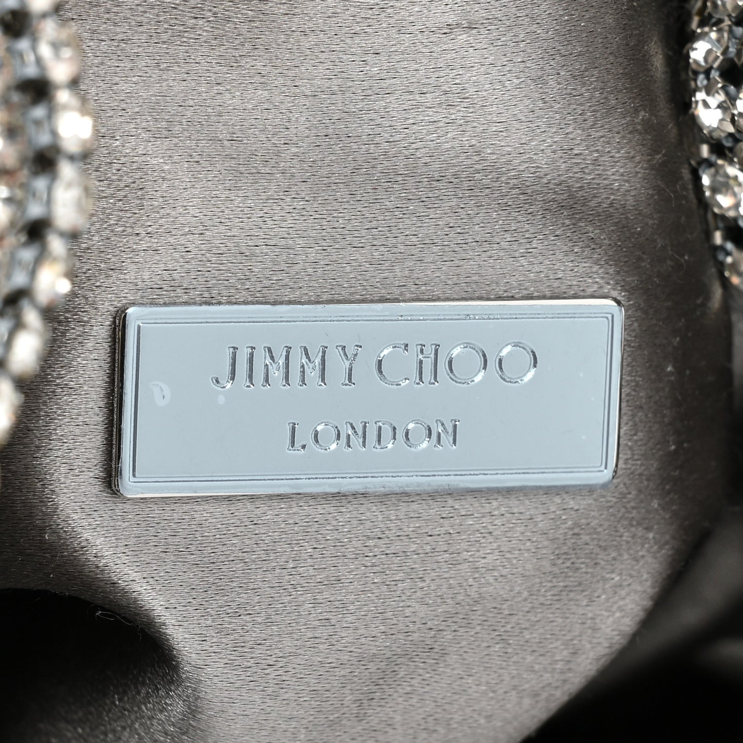 Satin Crystal Embellished Micro Bon Bon Bag Silver