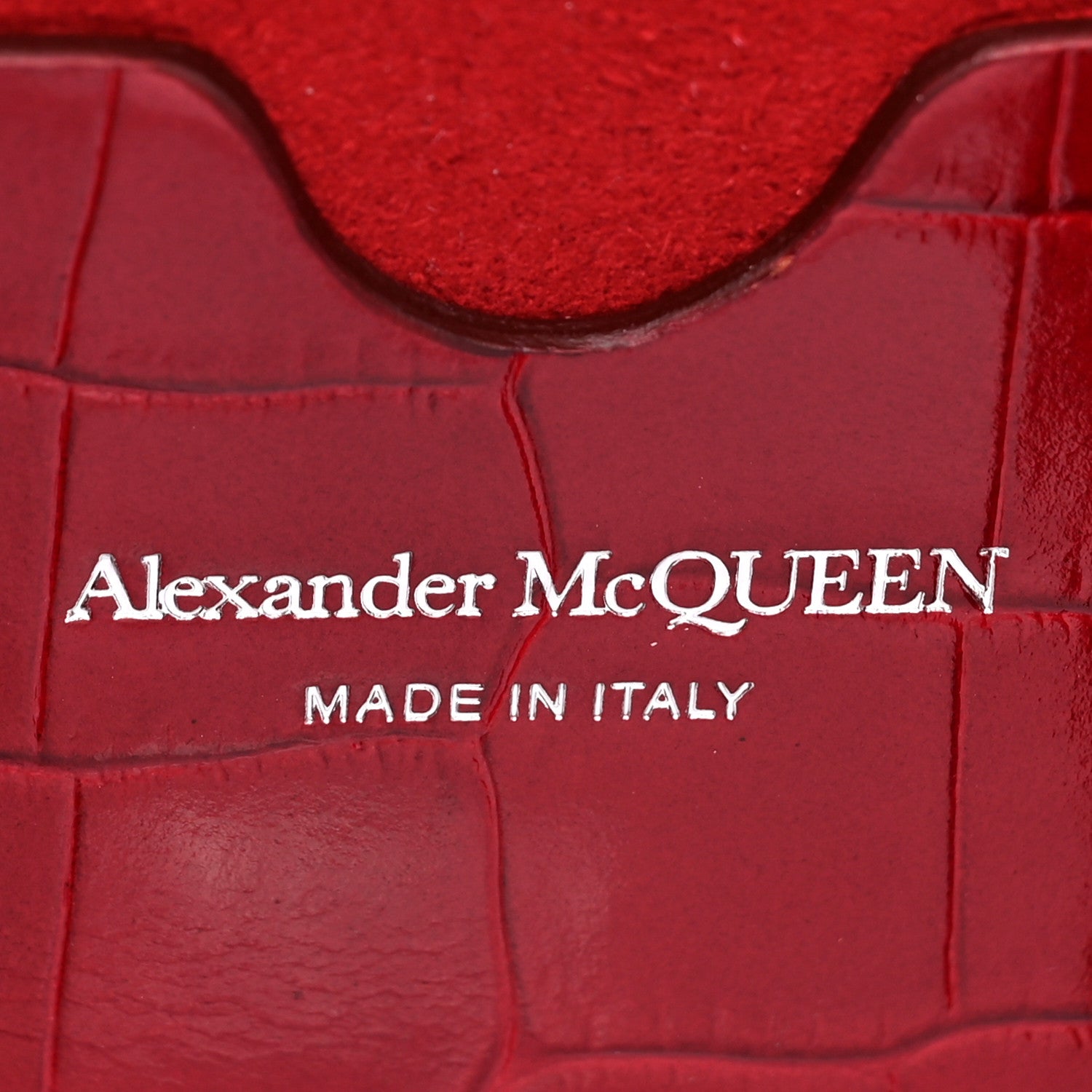 Alexander McQueen Calfskin Crocodile Embossed Skull Mini Crossbody Bag Red 6 of 12