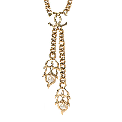 Chanel Pearl Metal CC Chain Necklace Gold 3 of 6
