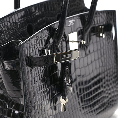 Hermes Shiny Porosus Crocodile Birkin Sellier 35 Black 14 of 16
