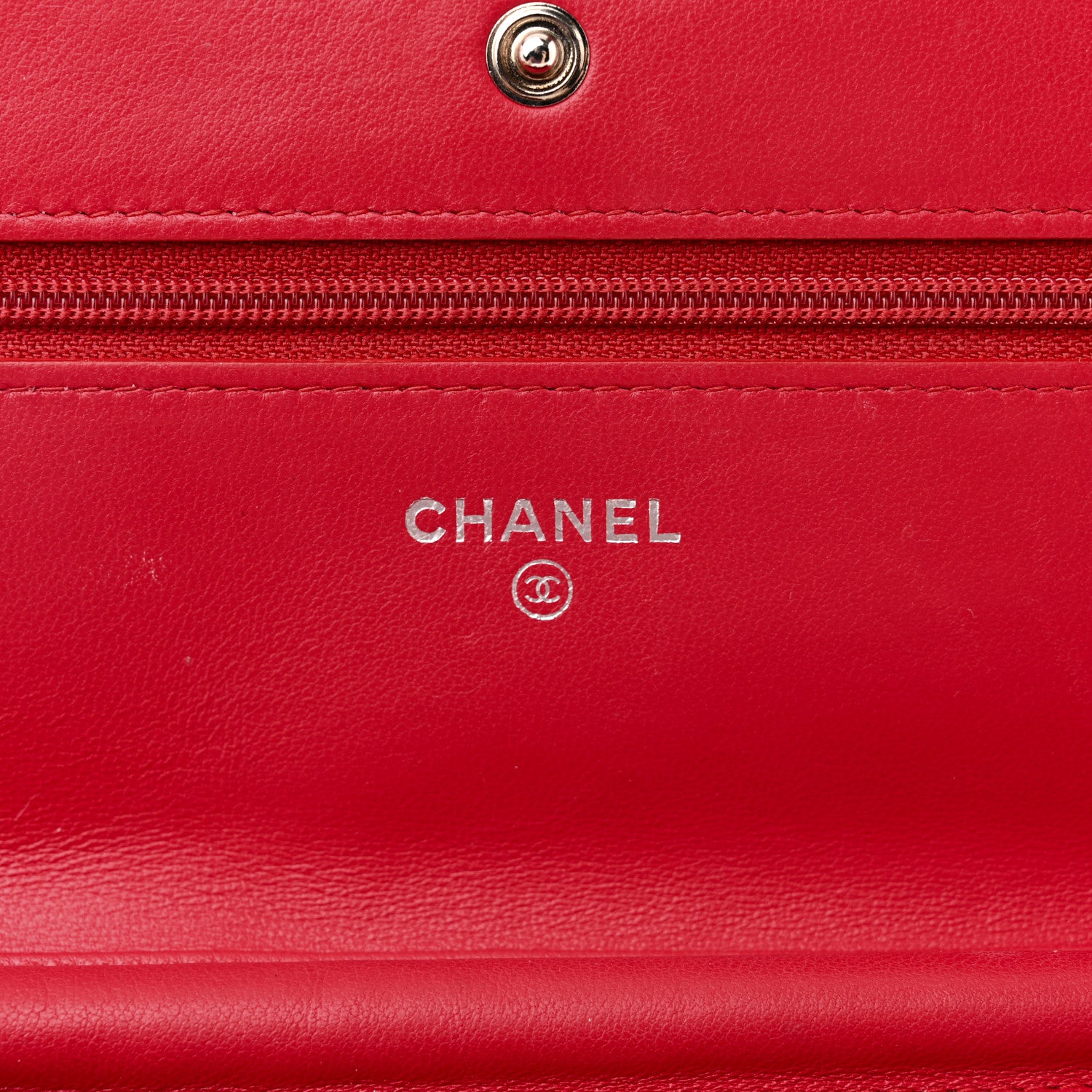 Chanel Lambskin Quilted Wallet On Chain WOC Red 5 of 18