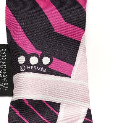 Hermes Silk Jeu de Soie Uniforme Twilly Rose Vif Black Rose 3 of 5