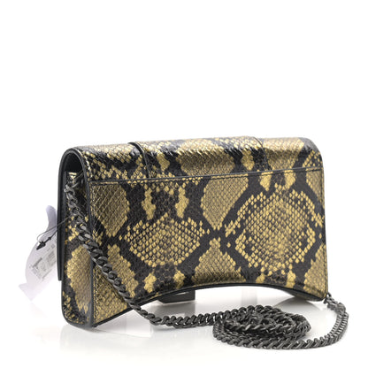 Balenciaga Metallic Calfskin Snake Effect Hourglass Chain Bag Gold Black 3 of 8
