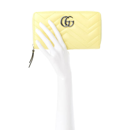 Gucci Calfskin Matelasse GG Marmont Zip Around Wallet Banana 2 of 7