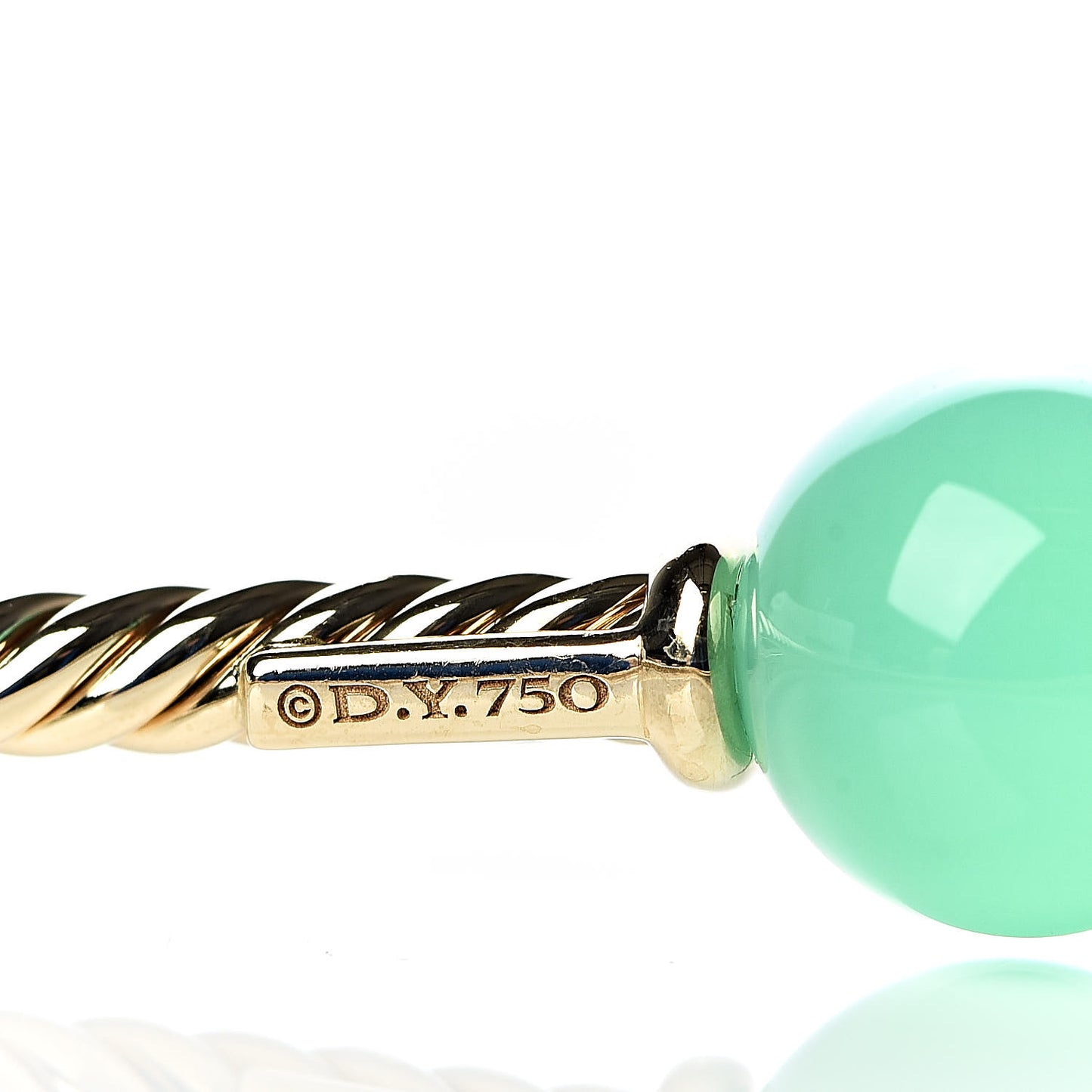 18K Yellow Gold Chrysoprase 8.5mm Solari Bead Bracelet