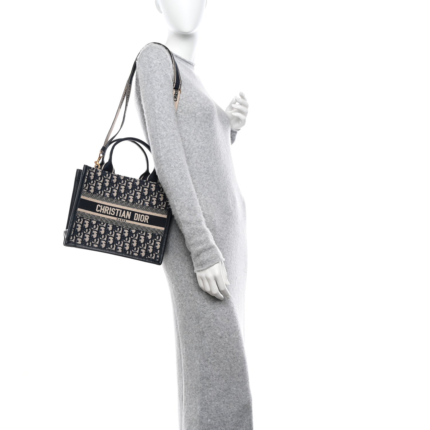Christian Dior Oblique Calfskin Small Book Tote With Strap Blue Multicolor 2 of 11