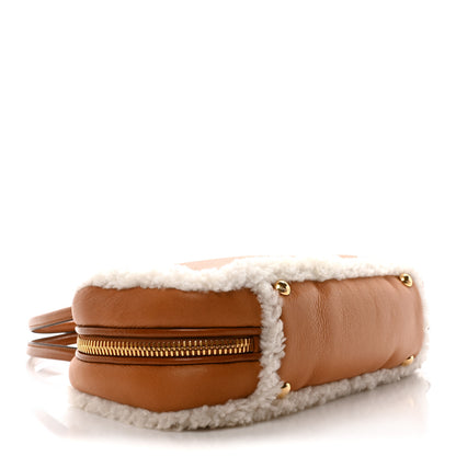 Miu Miu Shearling Calfskin Arcadie Top Handle Bag Cognac 5 of 11