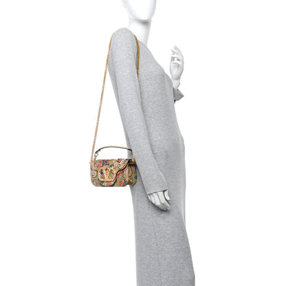 Valentino Garavani Fabric Beaded Crystal Embroidered Paisley Vlogo Small Loco Shoulder Bag Butter White Multicolor 2 of 9