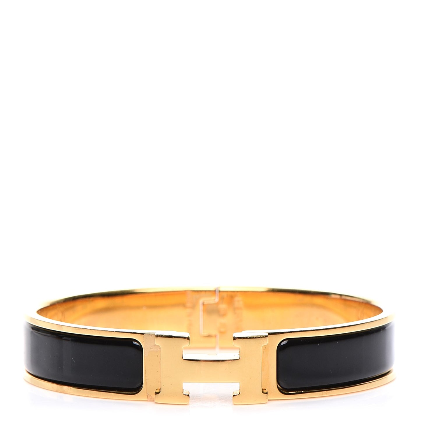 Enamel Narrow Clic Clac H Bracelet GM Black