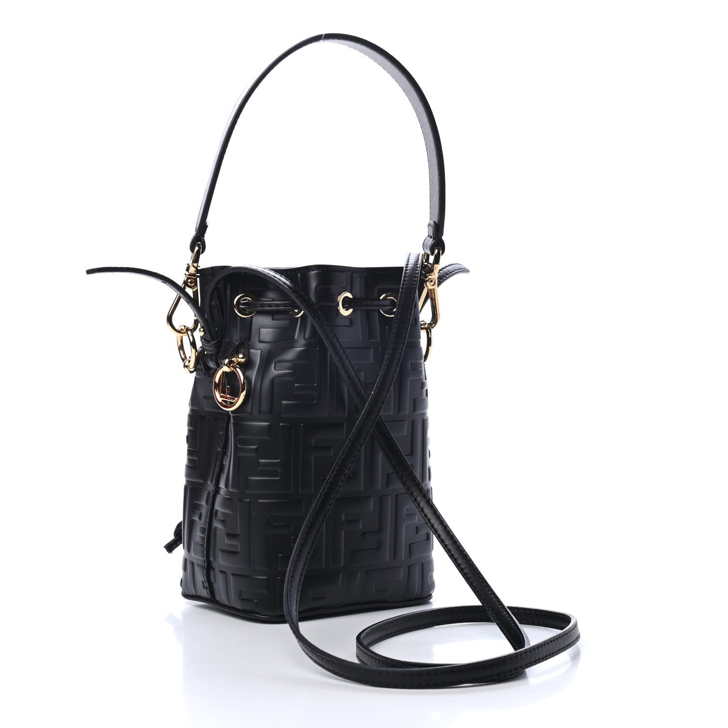 Fendi Vitello Liberty F is Fendi FF 1974 Embossed Mini Mon Tresor Bucket Bag Black 2 of 4