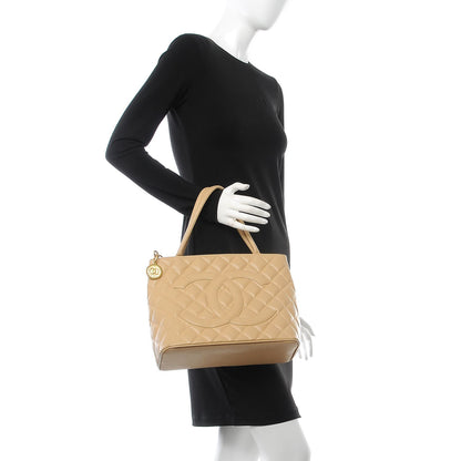 Chanel Caviar Quilted Medallion Tote Beige 2 of 12