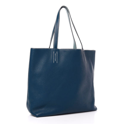 Hermes Taurillon Clemence Double Sens 36 Reversible Tote Ciel Bleu Saphir 10 of 15