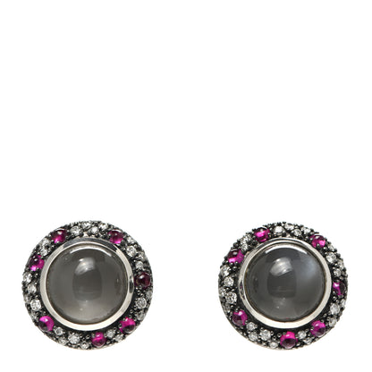David Yurman Sterling Silver Diamond Ruby Moonstone Midnight Melange Earrings 1 of 5
