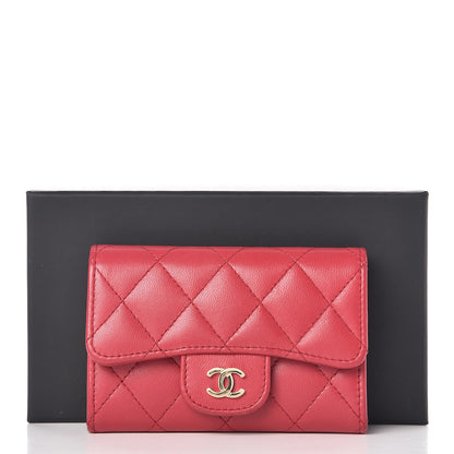 Chanel Lambskin Quilted Flap Card Holder Dark Pink 9 of 9