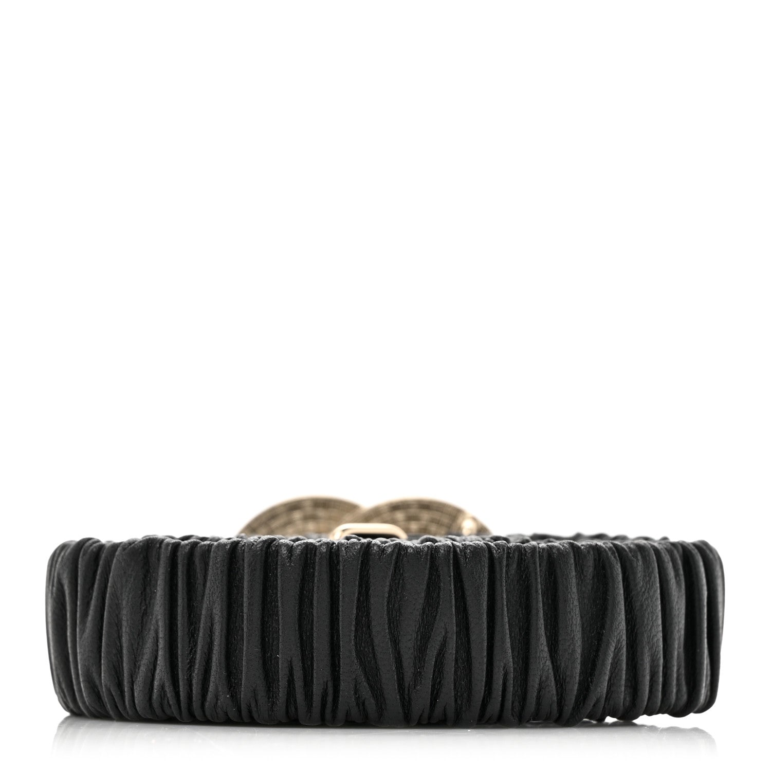 Chanel Lambskin Metal Ruched Chain CC Belt 75 30 Black White 2 of 4