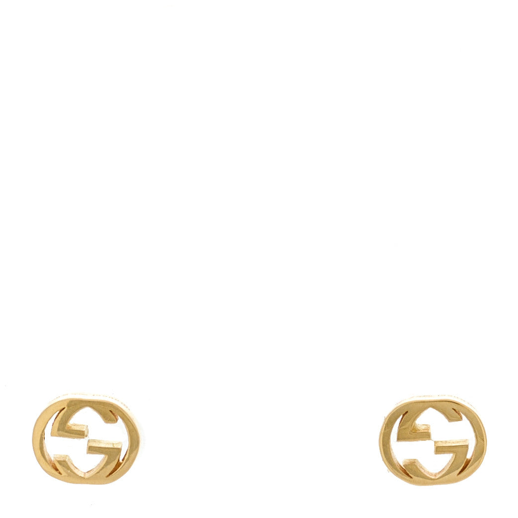 Gucci 18K Yellow Gold Interlocking G Stud Earrings 1 of 5