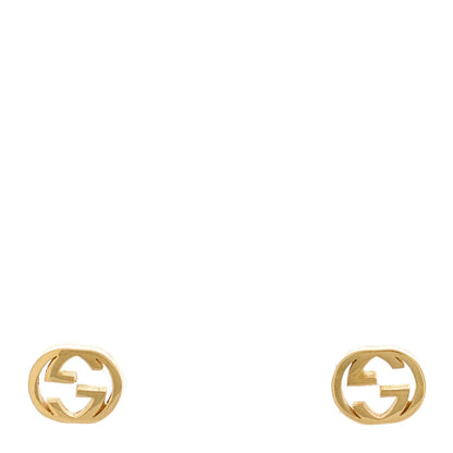 Gucci 18K Yellow Gold Interlocking G Stud Earrings 1 of 5