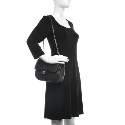 Chanel Caviar Chevron Quilted Small Puffy CC Flap Black 2 of 8