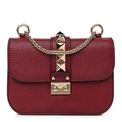 Valentino Garavani Pebbled Calfskin Small Glam Lock Rockstud Flap Red 1 of 10