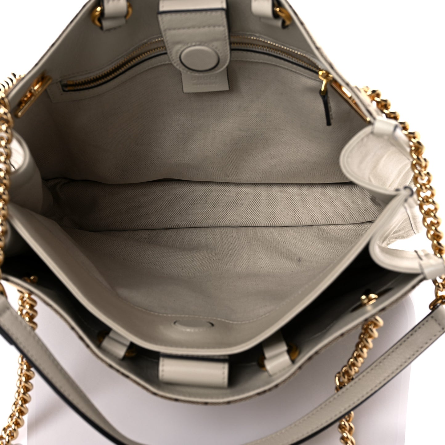Monogram Calfskin Medium Horsebit 1955 Tote Bag Beige Mystic White