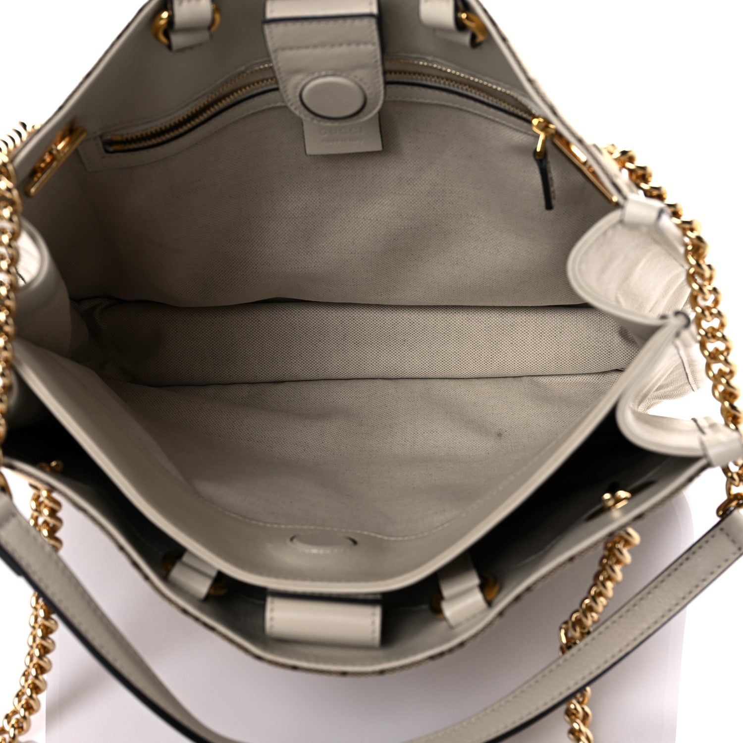 Gucci Monogram Calfskin Medium Horsebit 1955 Tote Bag Beige Mystic White 4 of 16
