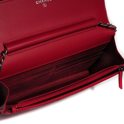 Chanel Caviar Quilted Boy Wallet On Chain WOC Red 6 of 9