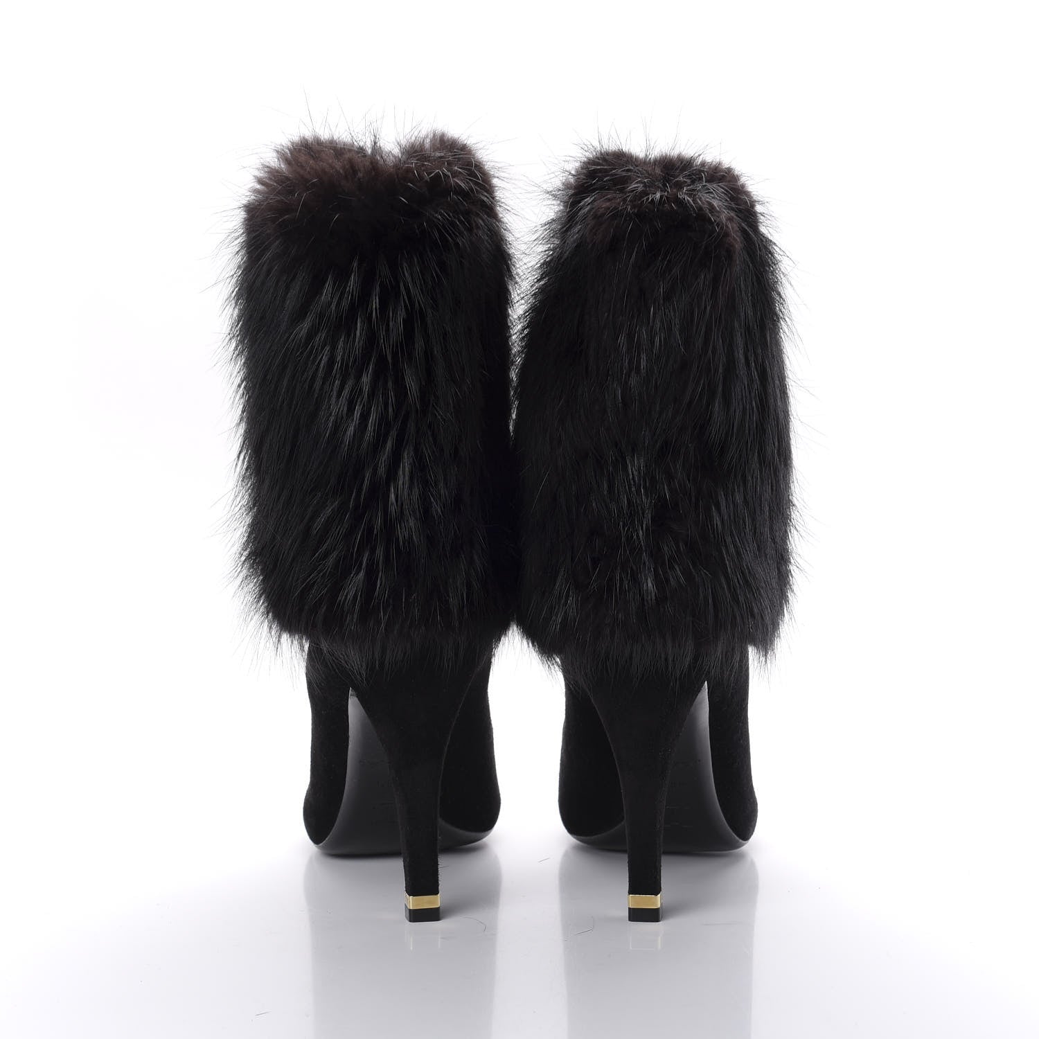 Louis Vuitton Suede Beaver Fur Glam Ankle Boots 39.5 Black 5 of 7