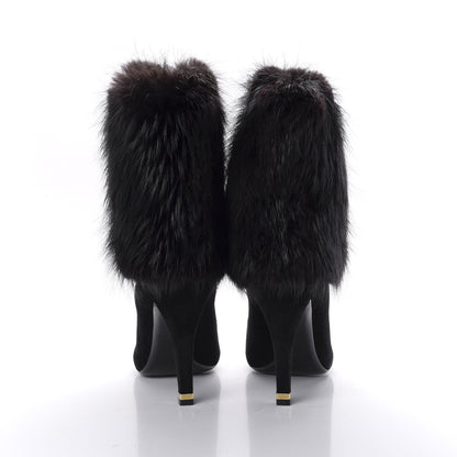 Louis Vuitton Suede Beaver Fur Glam Ankle Boots 39.5 Black 5 of 7