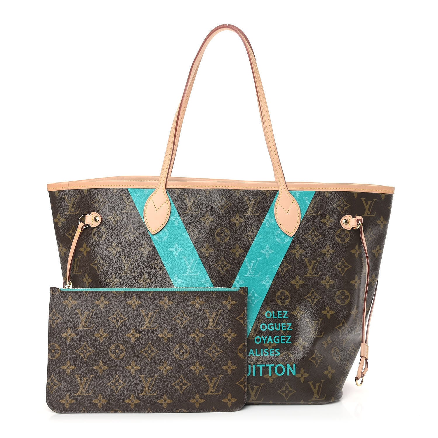 Louis Vuitton Monogram V Neverfull MM Turquoise 1 of 9