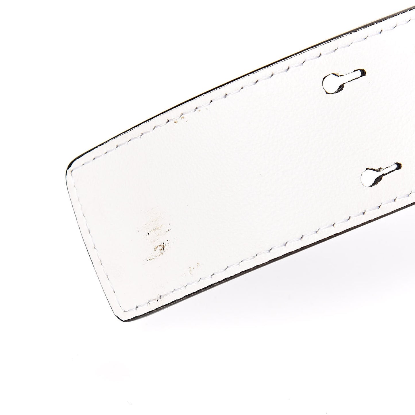 Calfskin Crocodile Embossed Small C Double Carry Brilliant White