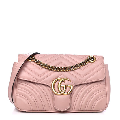 Gucci Calfskin Matelasse Small GG Marmont Shoulder Bag Perfect Pink 1 of 5