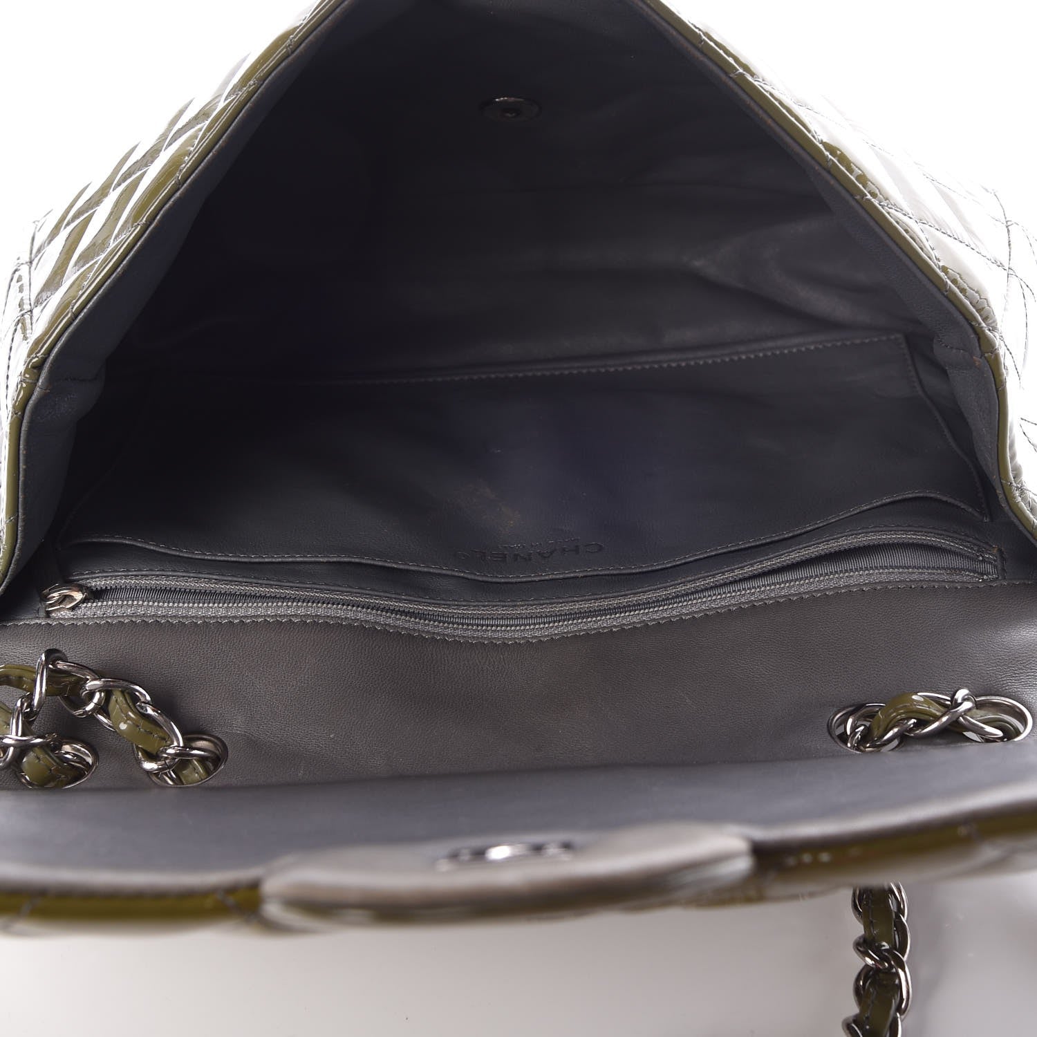 Chanel Patent Quilted Jumbo Single Flap Green 5 of 12