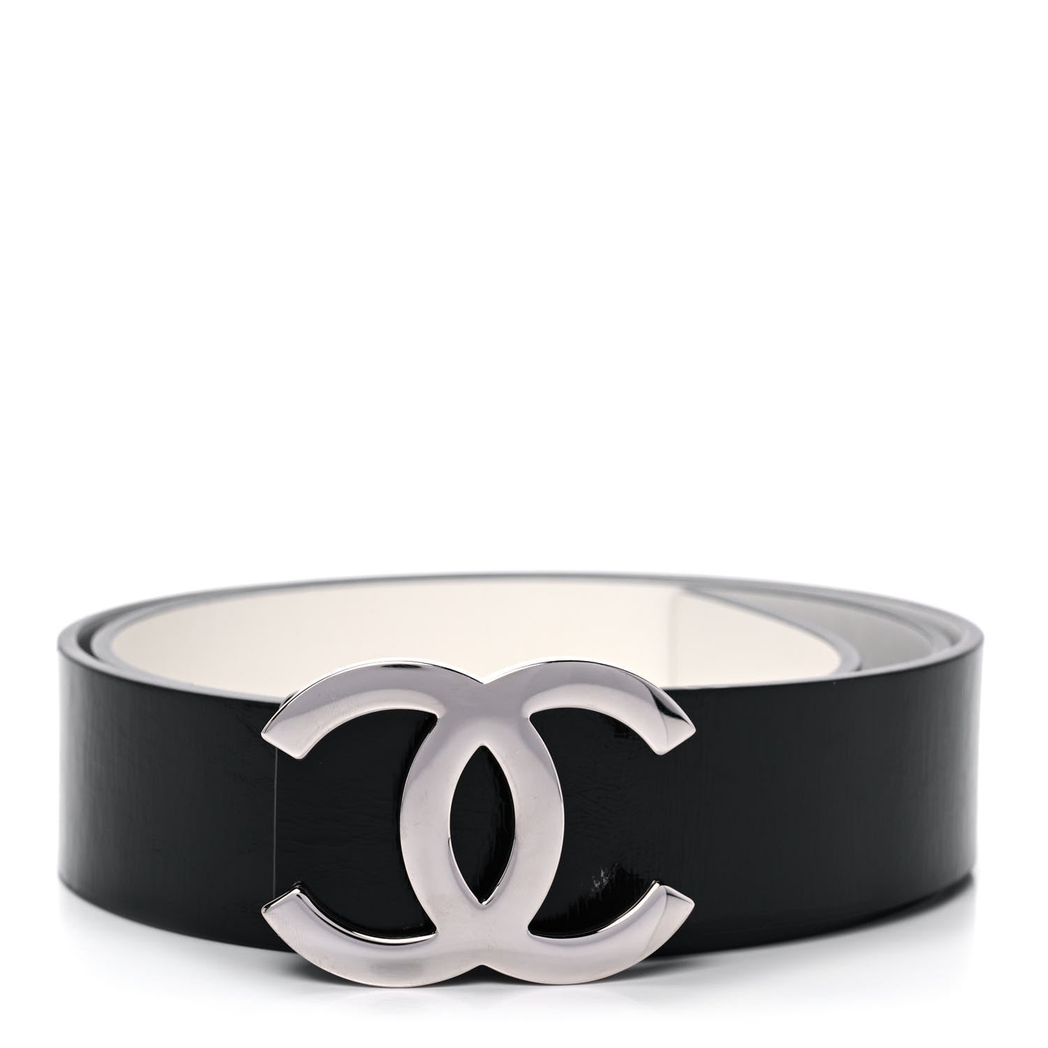 Chanel Patent Calfskin CC Reversible Belt 90 Black White 1 of 8