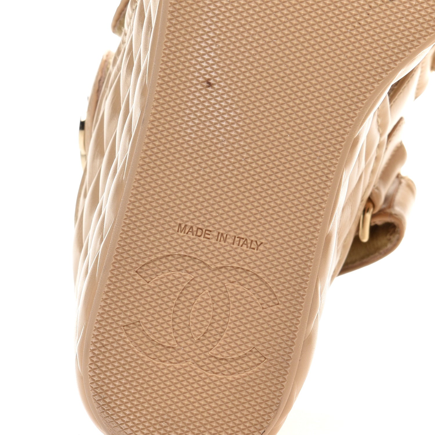 Chanel Shiny Calfskin Quilted Wedge Sandals 36 Beige 7 of 10