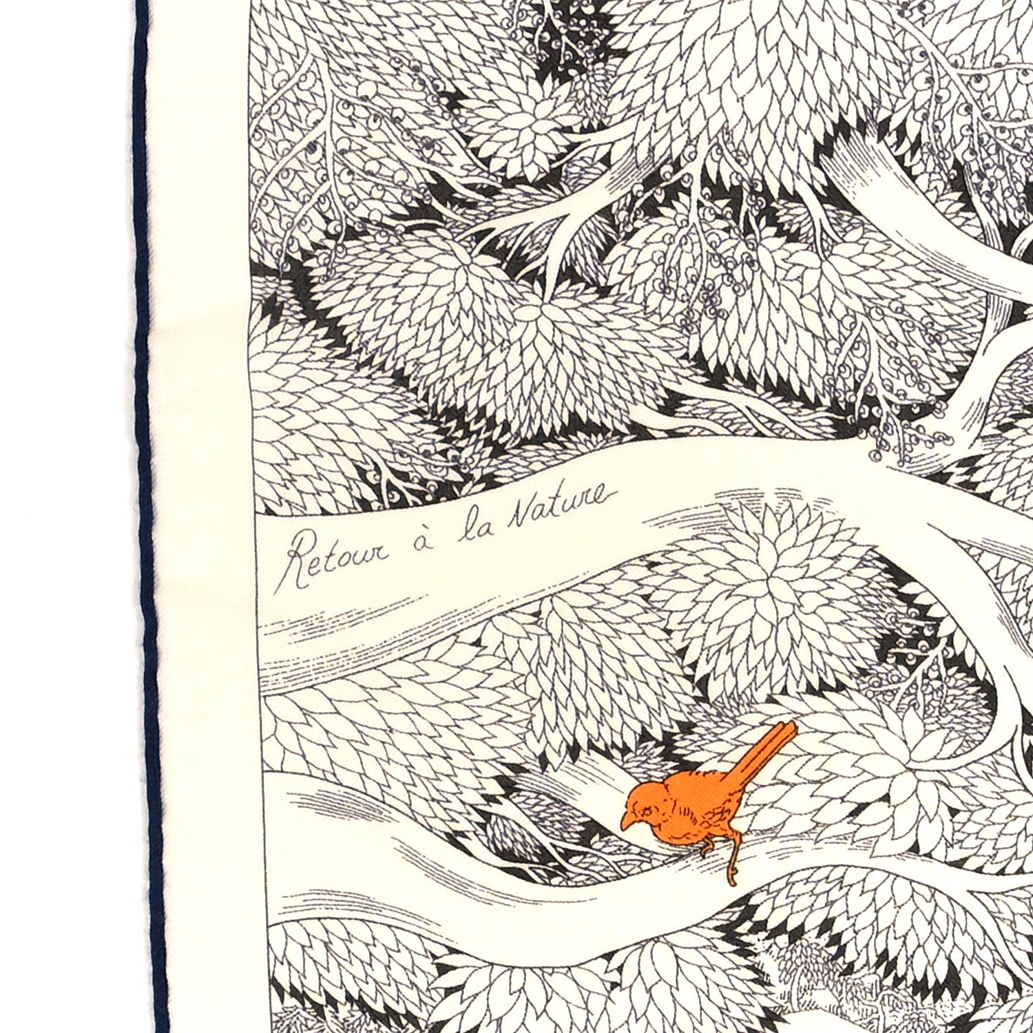 Hermes Cashmere Silk Retour a la Nature Shawl 140 White Black Multicolor 2 of 3