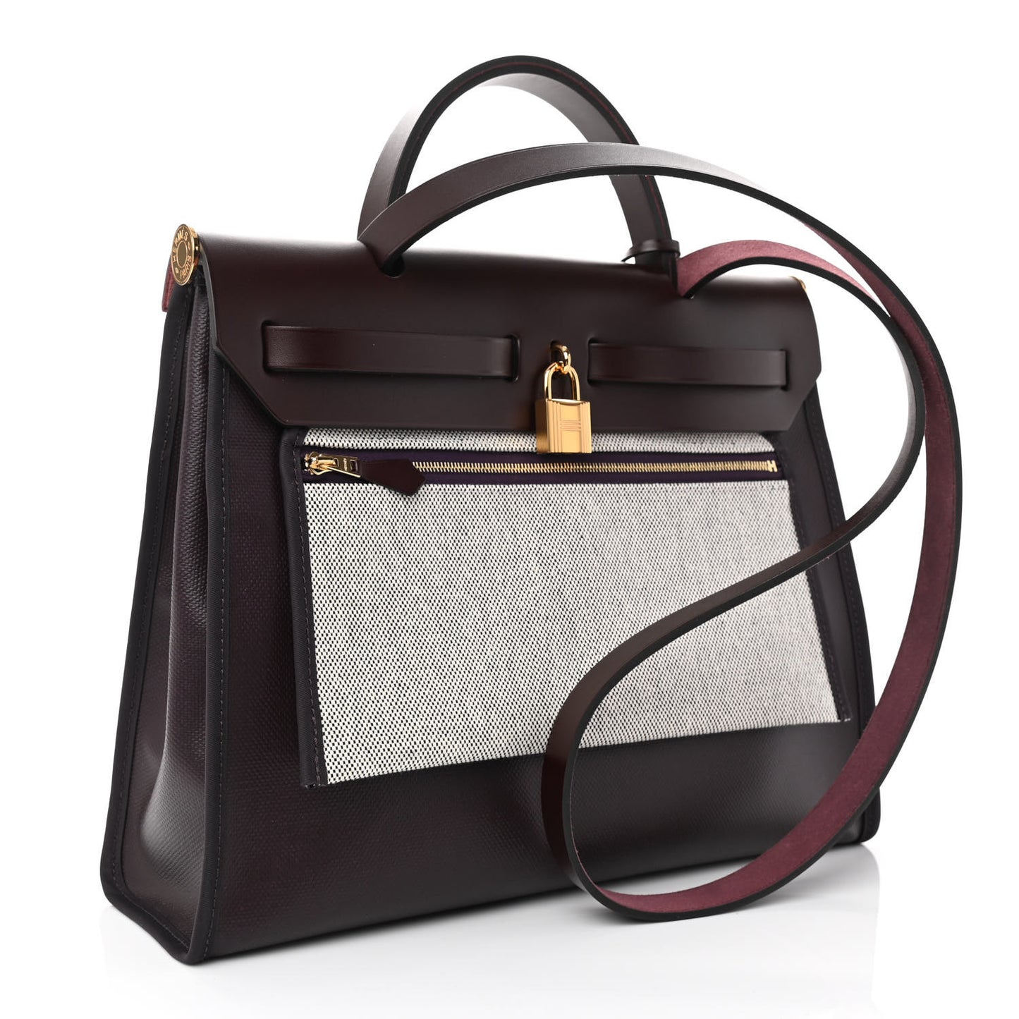 Toile H Berline Vache Hunter Herbag Zip PM 31 Cassis Ecru Black Rouge Sellier