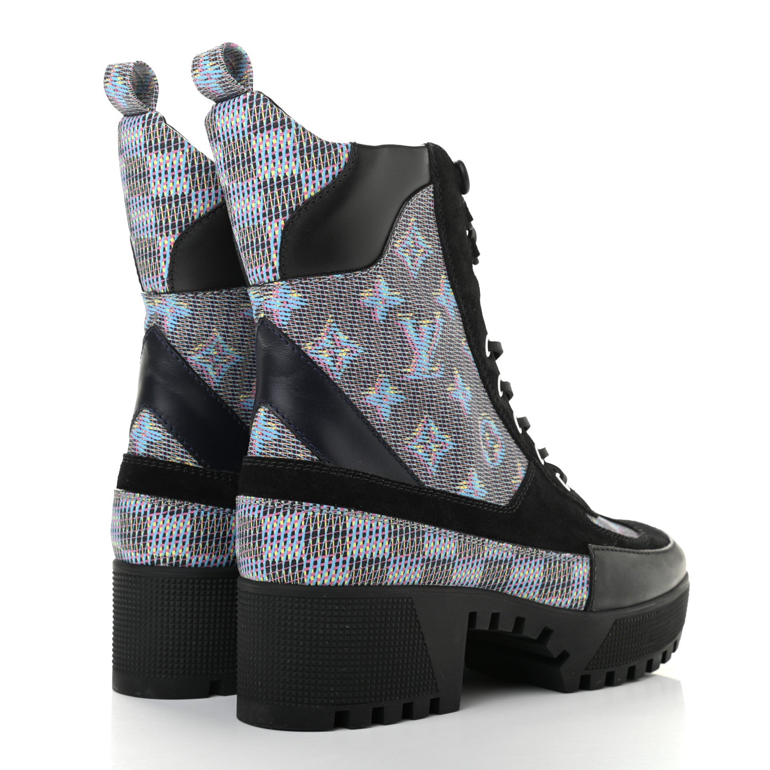 Louis Vuitton Monogram LV Pop Suede Calfskin Laureate Platform Desert Boots 38.5 Blue 4 of 10